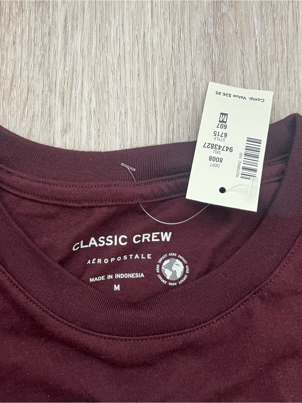 Aeropostale AERO CA 1987 T-Shirt Womens Medium Burgundy Crew Neck NWT - Picture 8 of 8